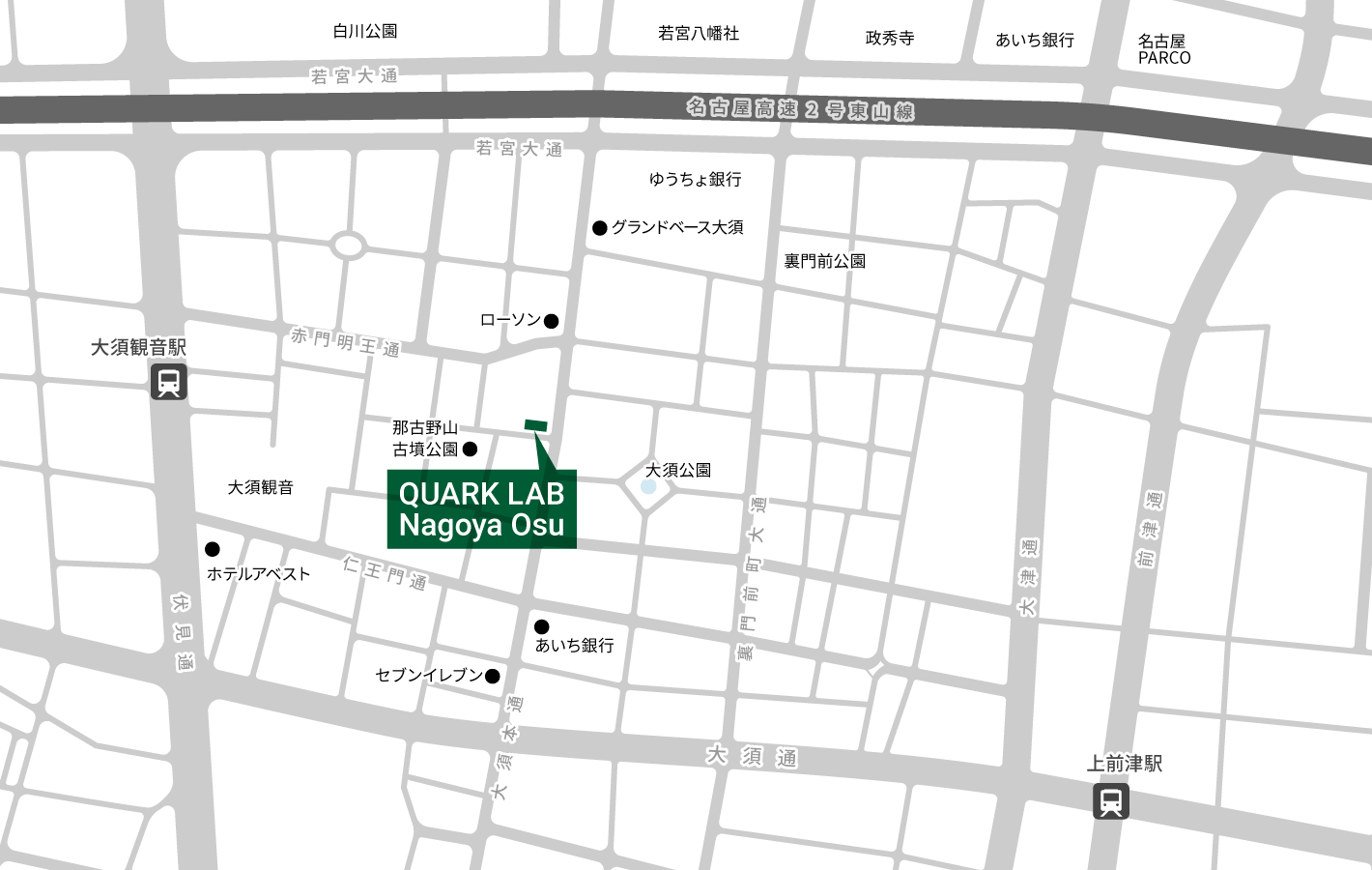 QUARK LAB Nagoya-Osu map